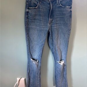 MOTHER Blue Distressed Ankle Jeans